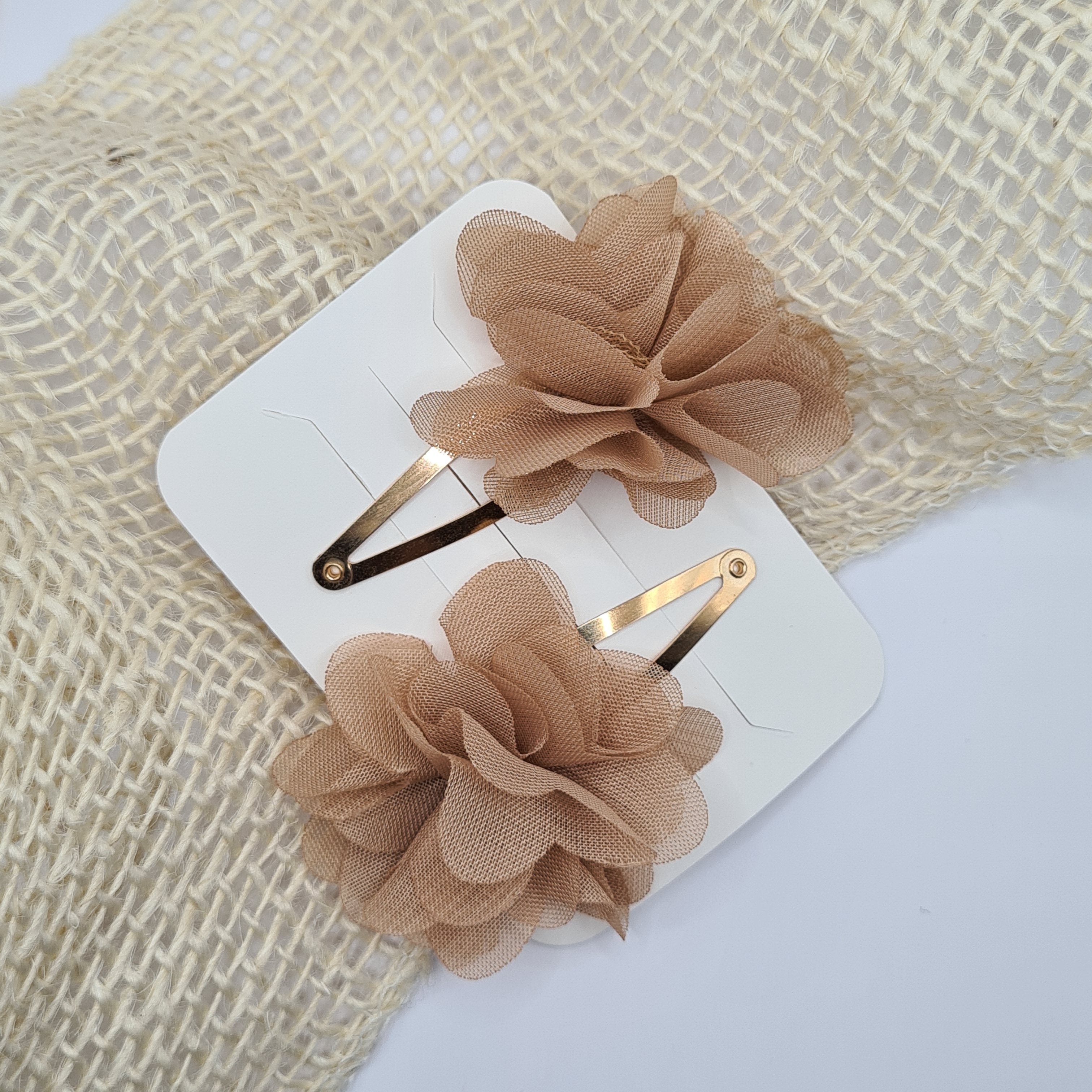 Haarclipje Beige Flower