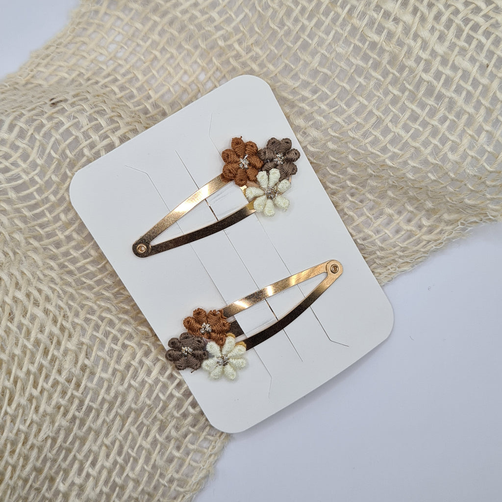 Haarclipje Beige trio Flower