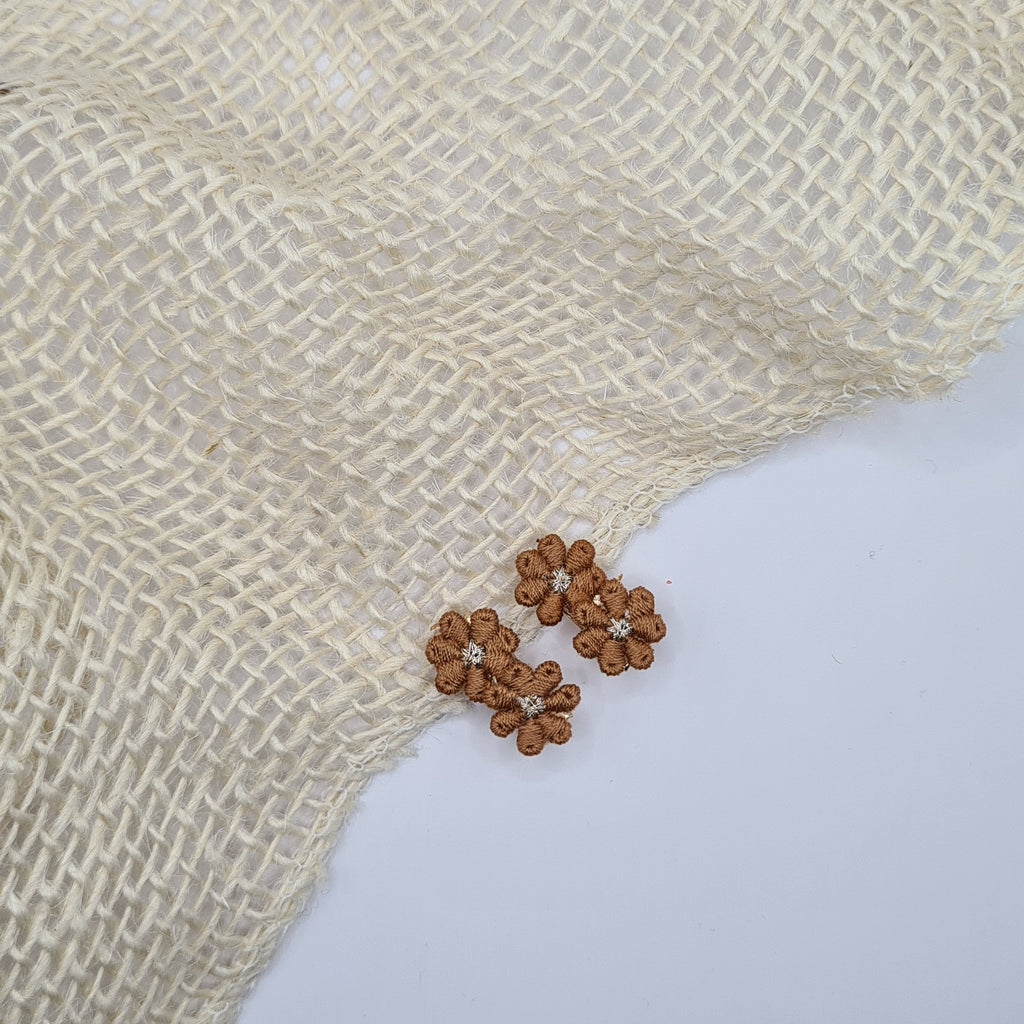 Mini haarclipje bloem duo bruin