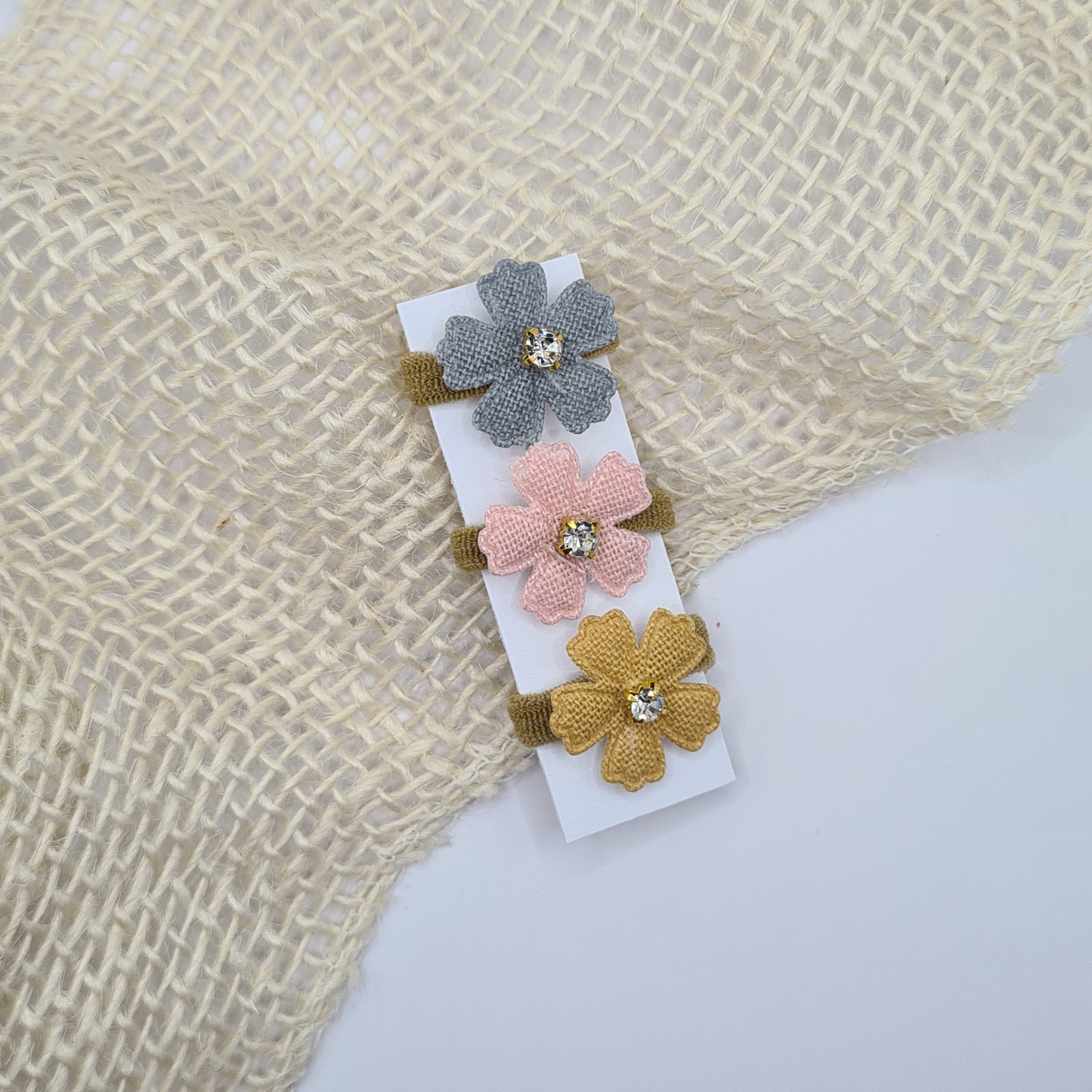 Set van 3 mini elastiekjes 5 blad bloem