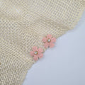 Mini 5 blad bloem haarclipje licht roze met strass