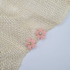 Mini 5 blad bloem haarclipje licht roze met strass