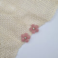 Mini 5 blad bloem haarclipje oud roze met strass