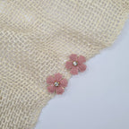 Mini 5 blad bloem haarclipje oud roze met strass