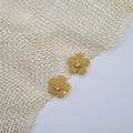 Mini 5 blad bloem haarclipje geel met strass