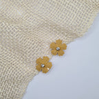 Mini 5 blad bloem haarclipje geel met strass