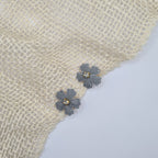 Mini 5 blad bloem haarclipje blauw met strass