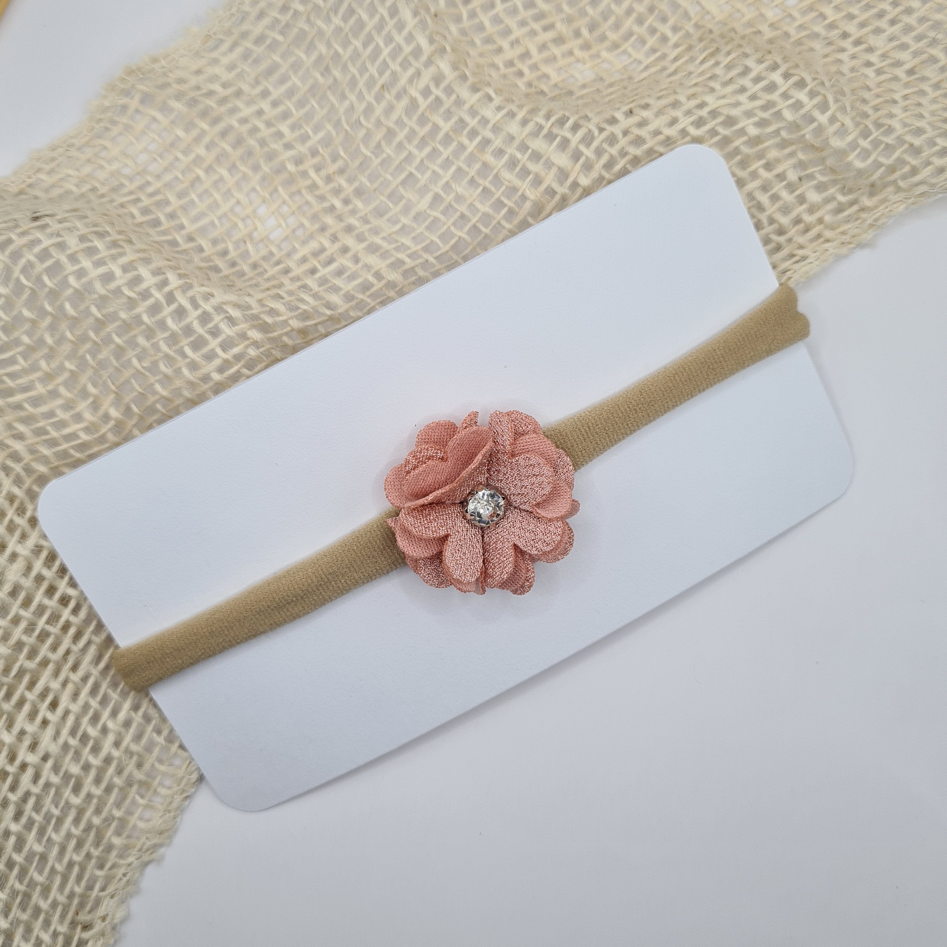 Baby haarband sparkle flower oudroze