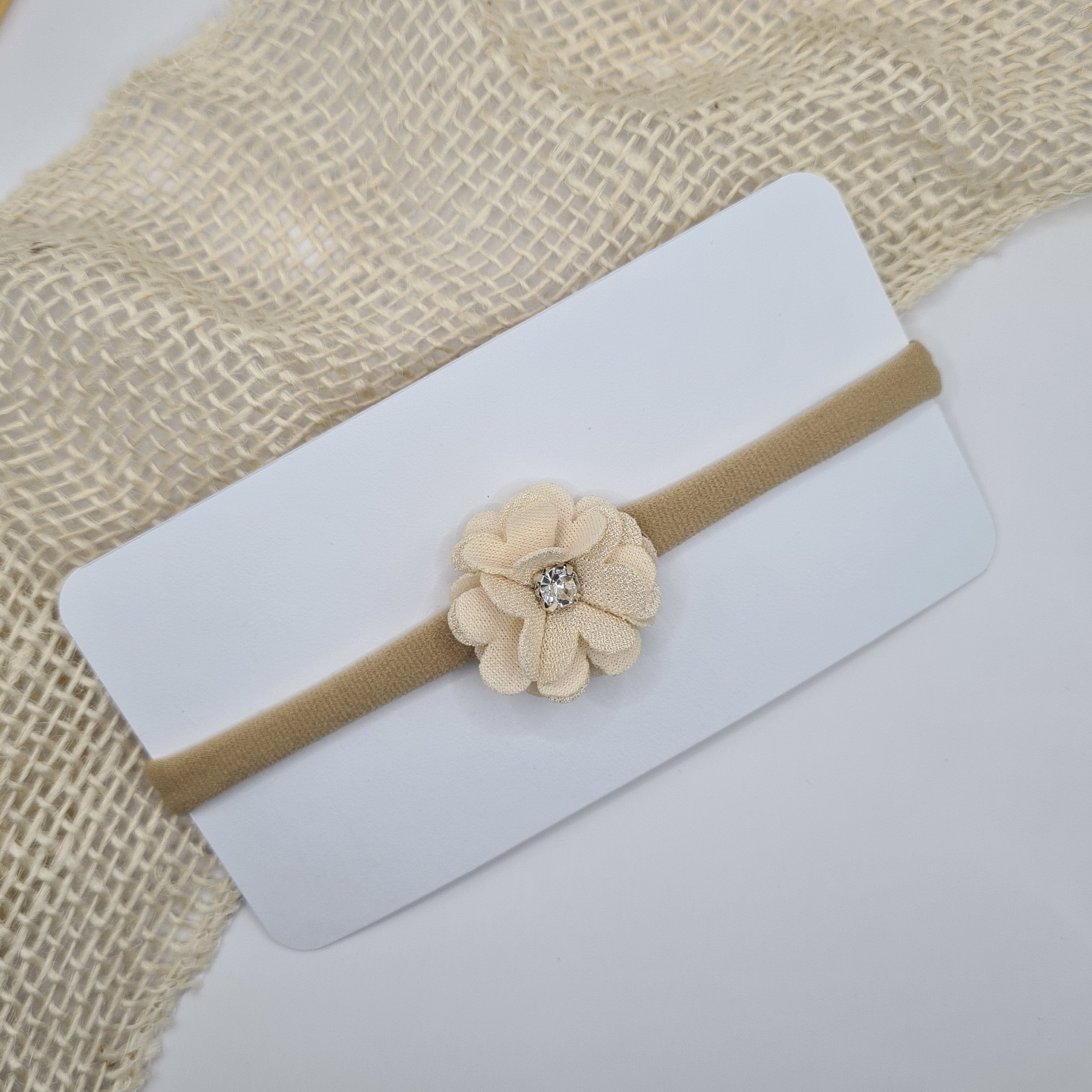 Baby haarband sparkle flower creme