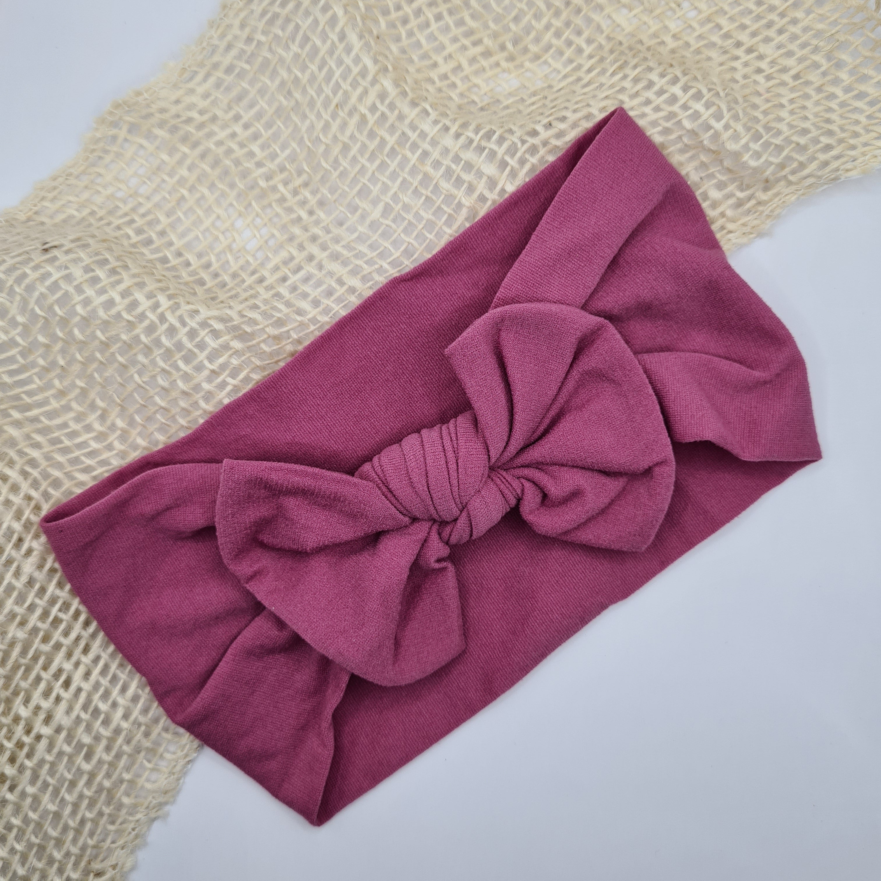 Zachte nylon haarband met strik paars