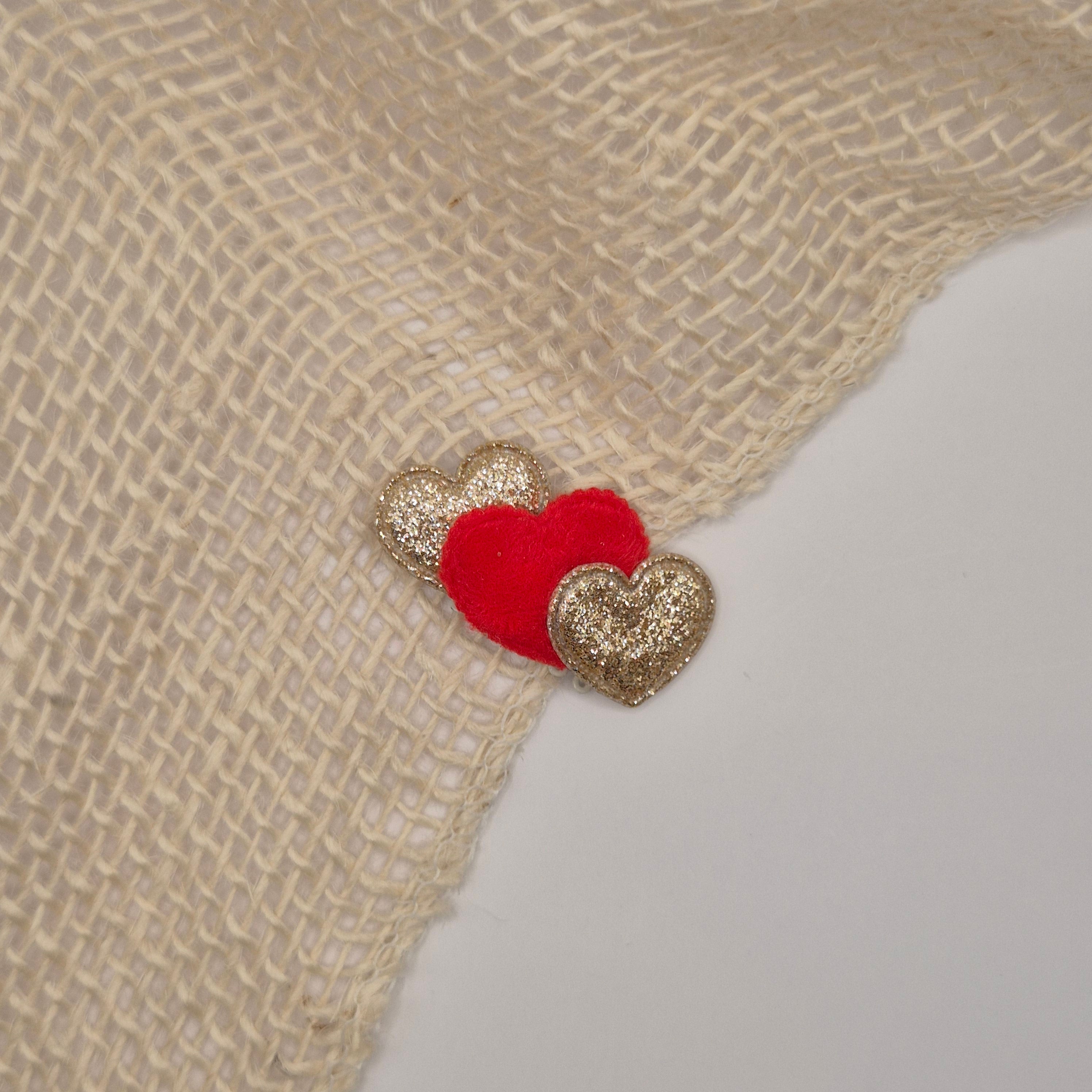 Antislip Haarspeldje hart trio rood
