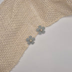 Mini 5 blad bloem haarclipje licht blauw met strass