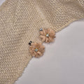 Midi bloem haarclipje beige met strass zilver