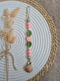 Speenkoord girly bloem met blad roze