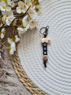 Sleutelhanger mason met olifantje beige