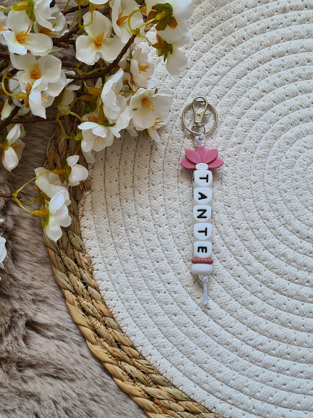 Sleutelhanger Arya met lotus roze