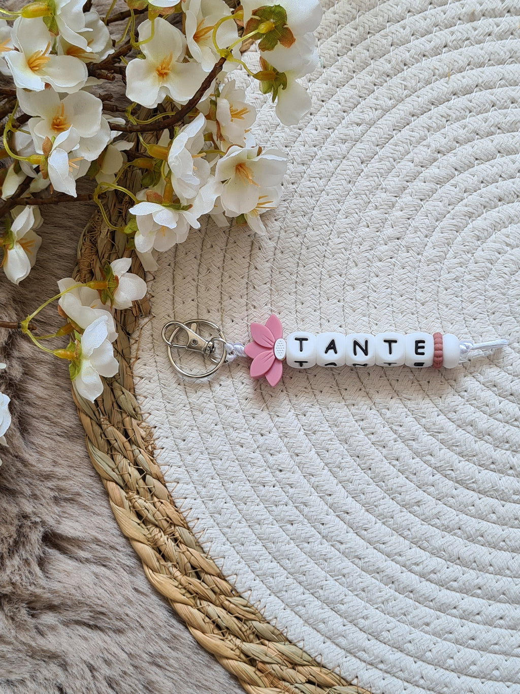 Sleutelhanger Arya met lotus roze