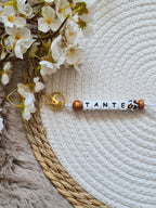 Sleutelhanger met panter print kraal brons