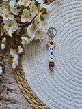 Sleutelhanger bloem beige