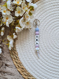 Sleutelhanger bloem print kraal pastel