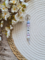 Sleutelhanger bloem print kraal pastel