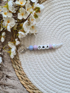 Sleutelhanger bloem print kraal pastel