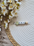 Sleutelhanger met bloem groen