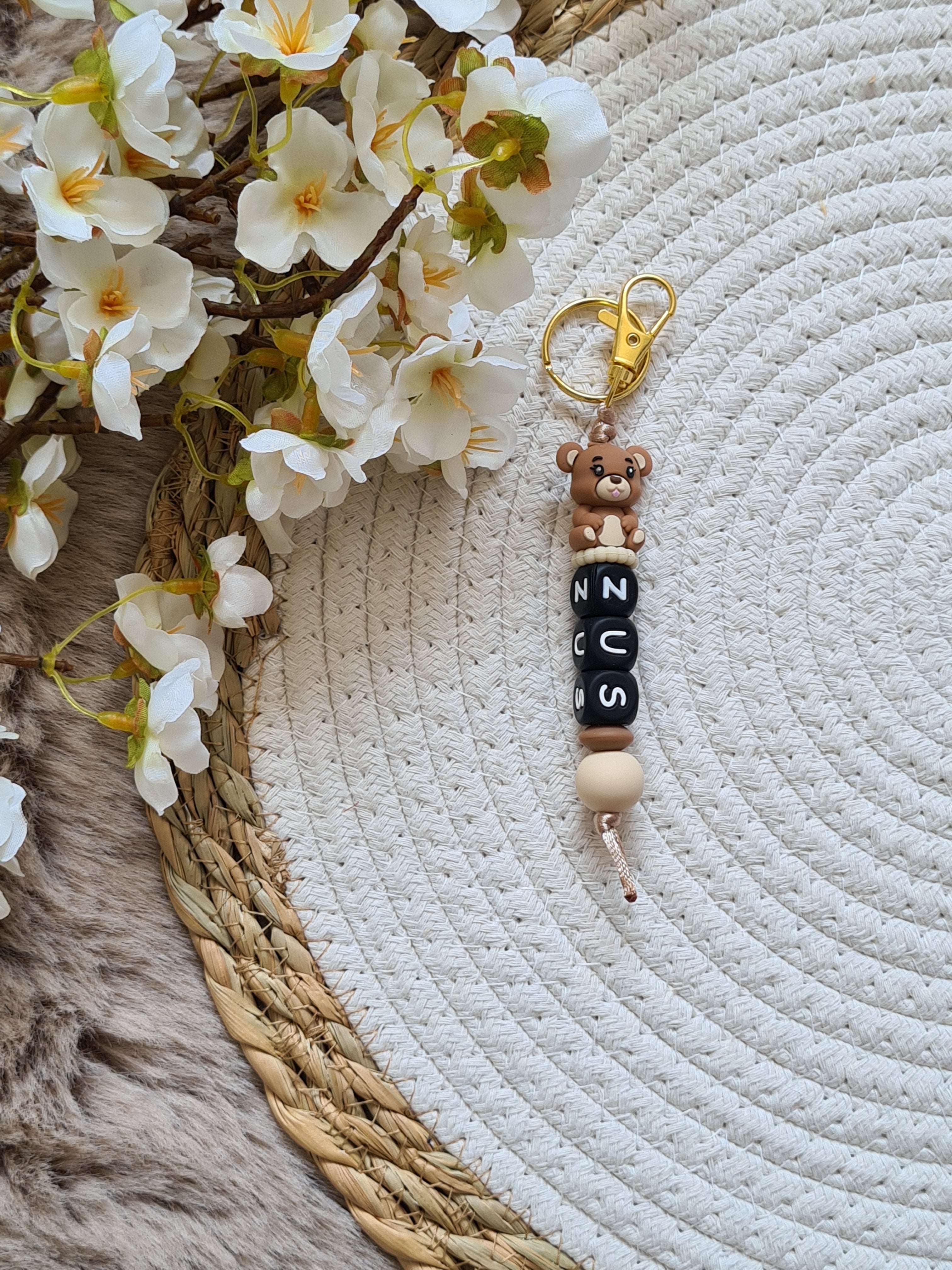 Sleutelhanger met beertje beige