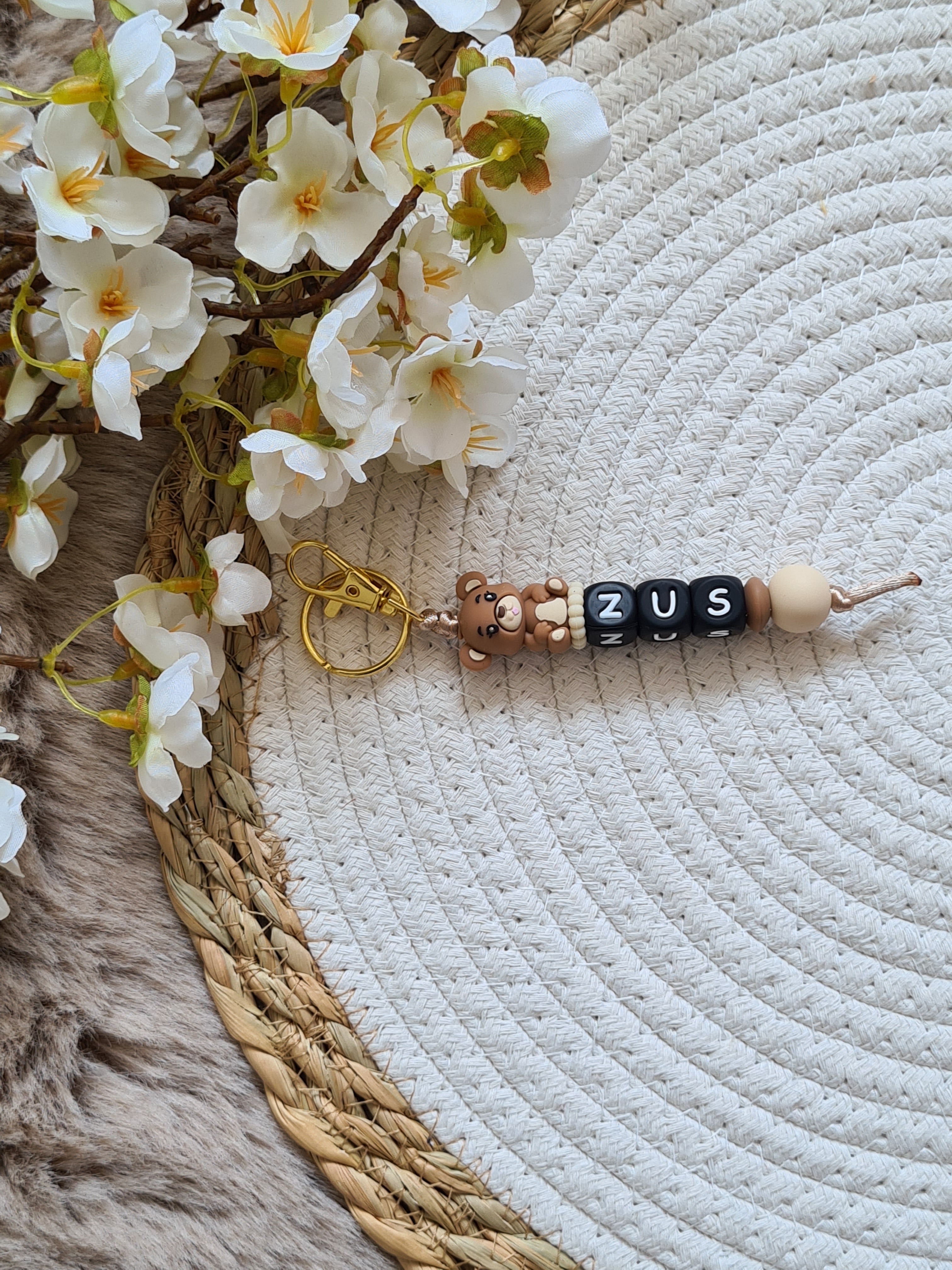 Sleutelhanger met beertje beige