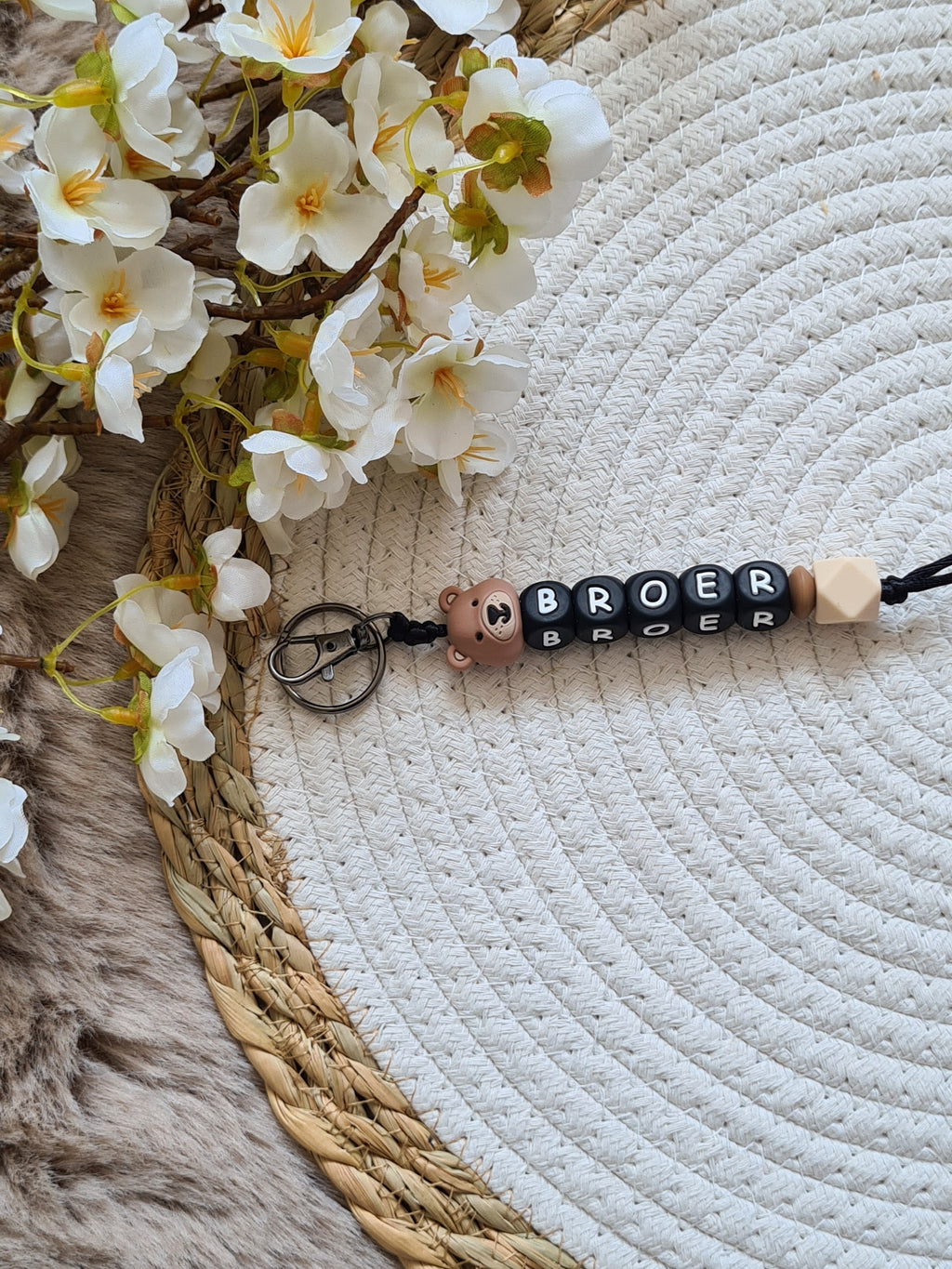 Sleutelhanger met berenhoofdje neutraal