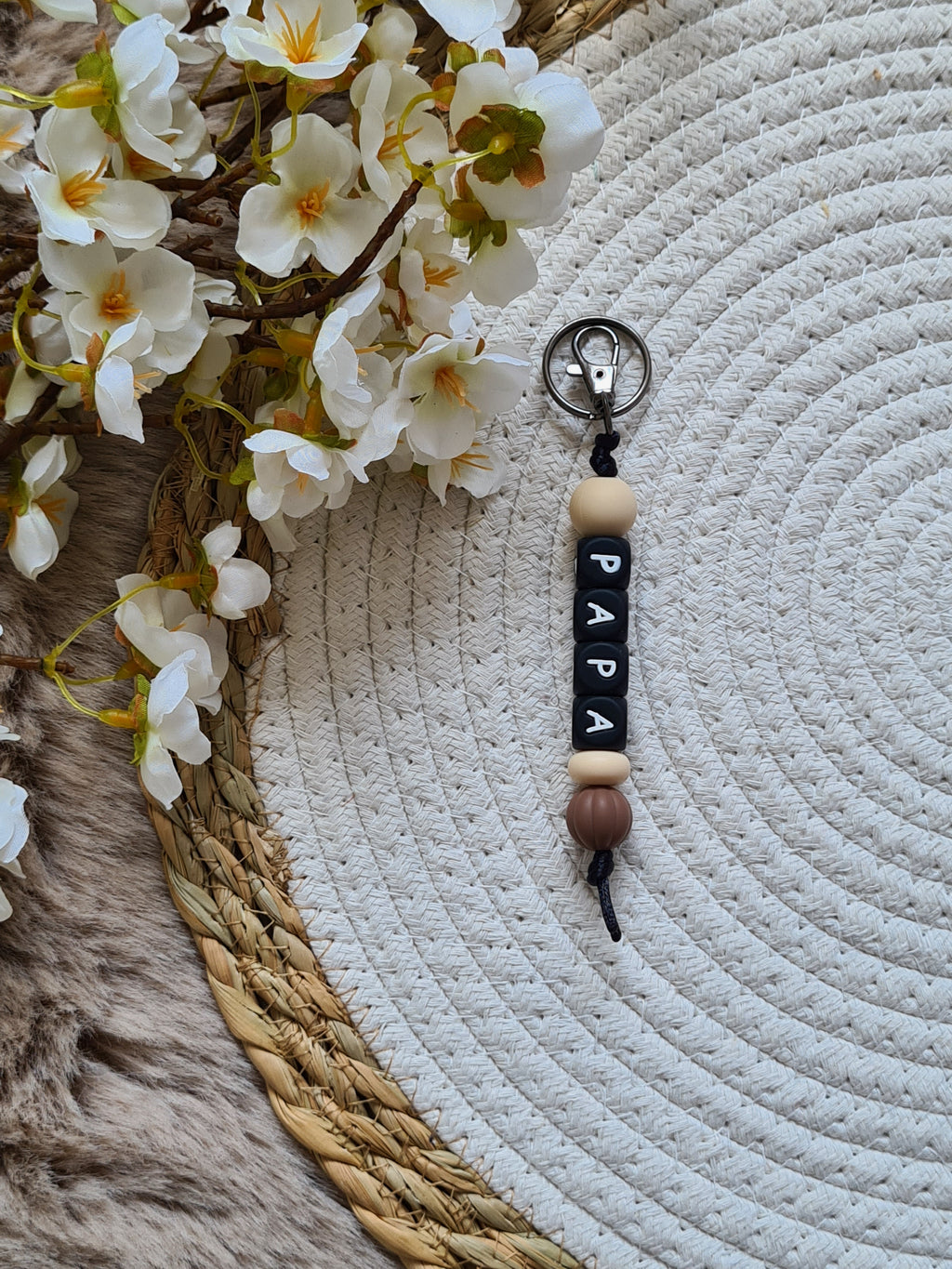 Sleutelhanger beige met bruin