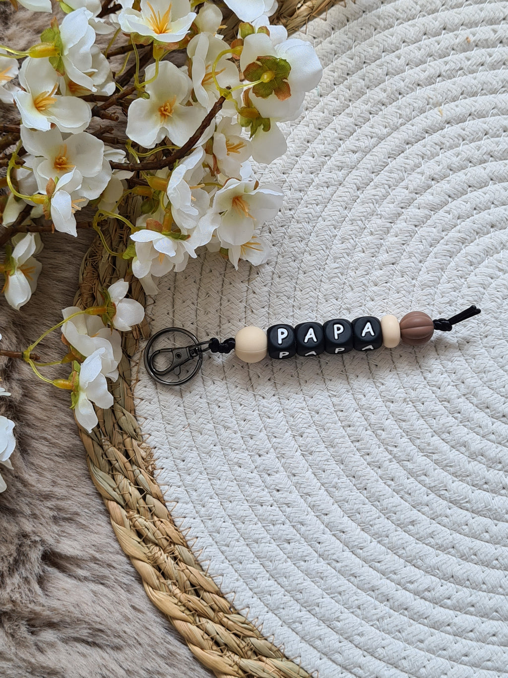 Sleutelhanger beige met bruin