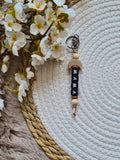 Sleutelhanger met halve maan beige