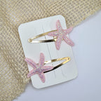 Haarclipje glitter zeester licht roze