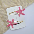 Haarclipje glitter zeester fel roze