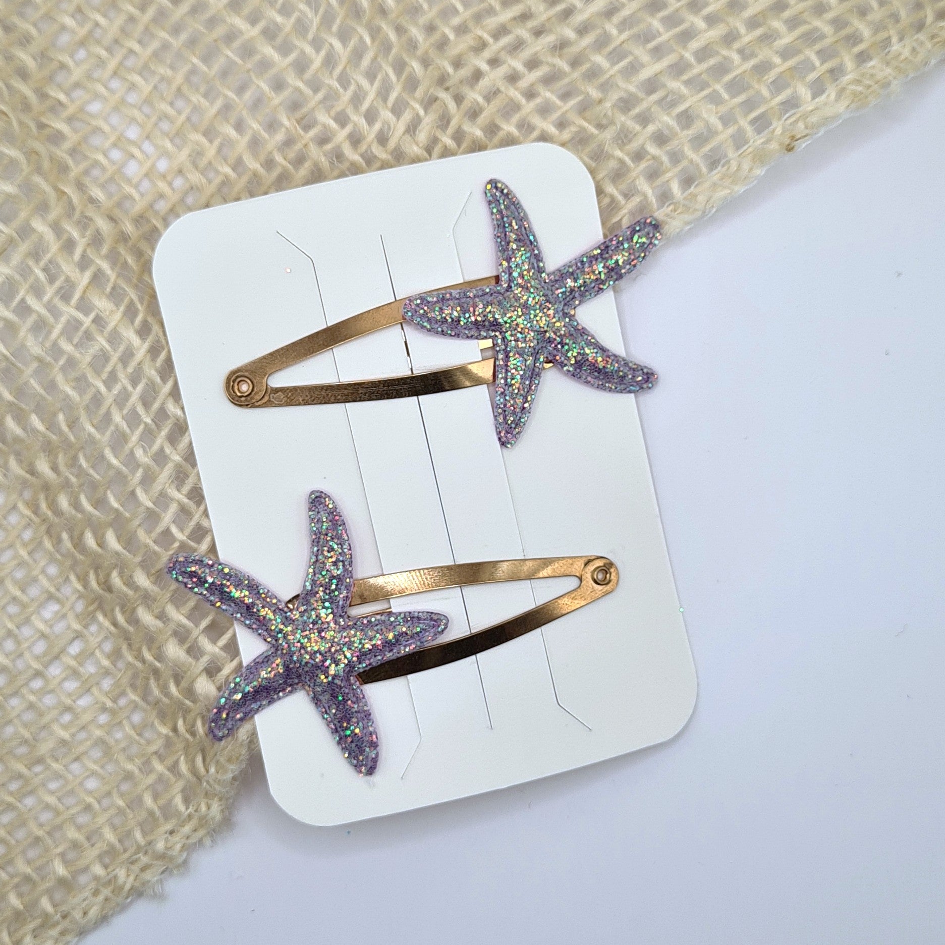 Haarclipje glitter zeester paars