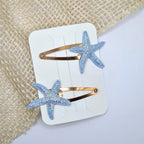 Haarclipje glitter zeester blauw