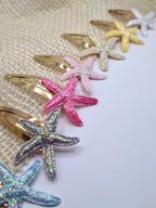 Haarclipje glitter zeester blauw