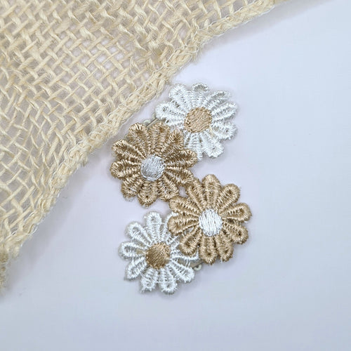Antislip Haarspeldje madeliefje beige wit