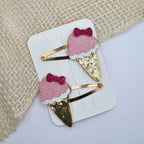 Haarclipje glitter ijsje goud