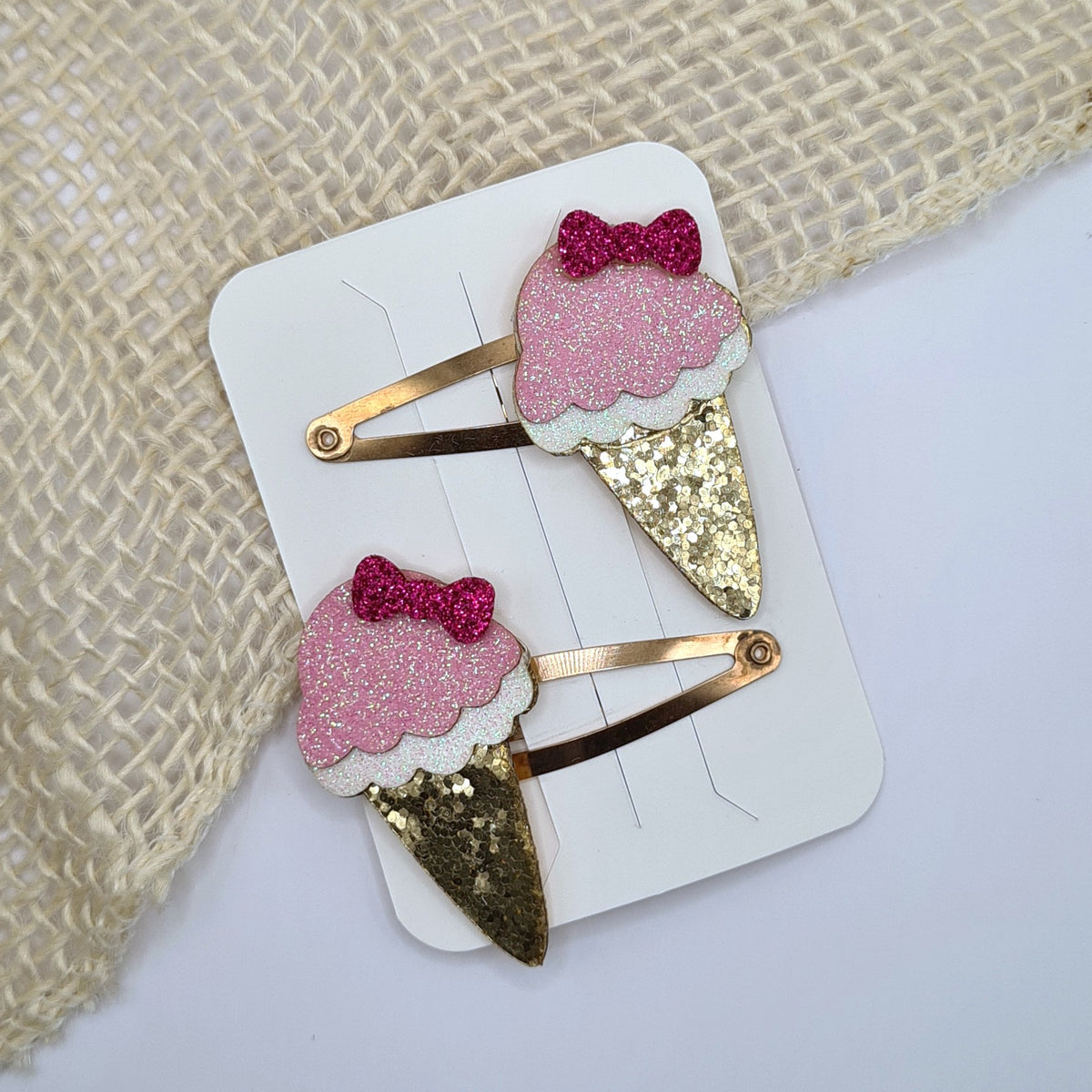 Haarclipje glitter ijsje goud