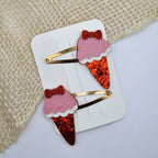 Haarclipje glitter ijsje rood