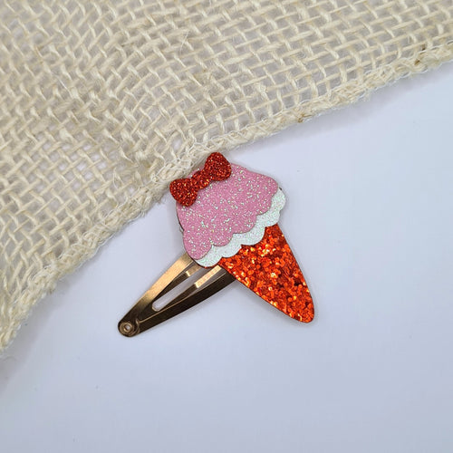 Haarclipje glitter ijsje rood