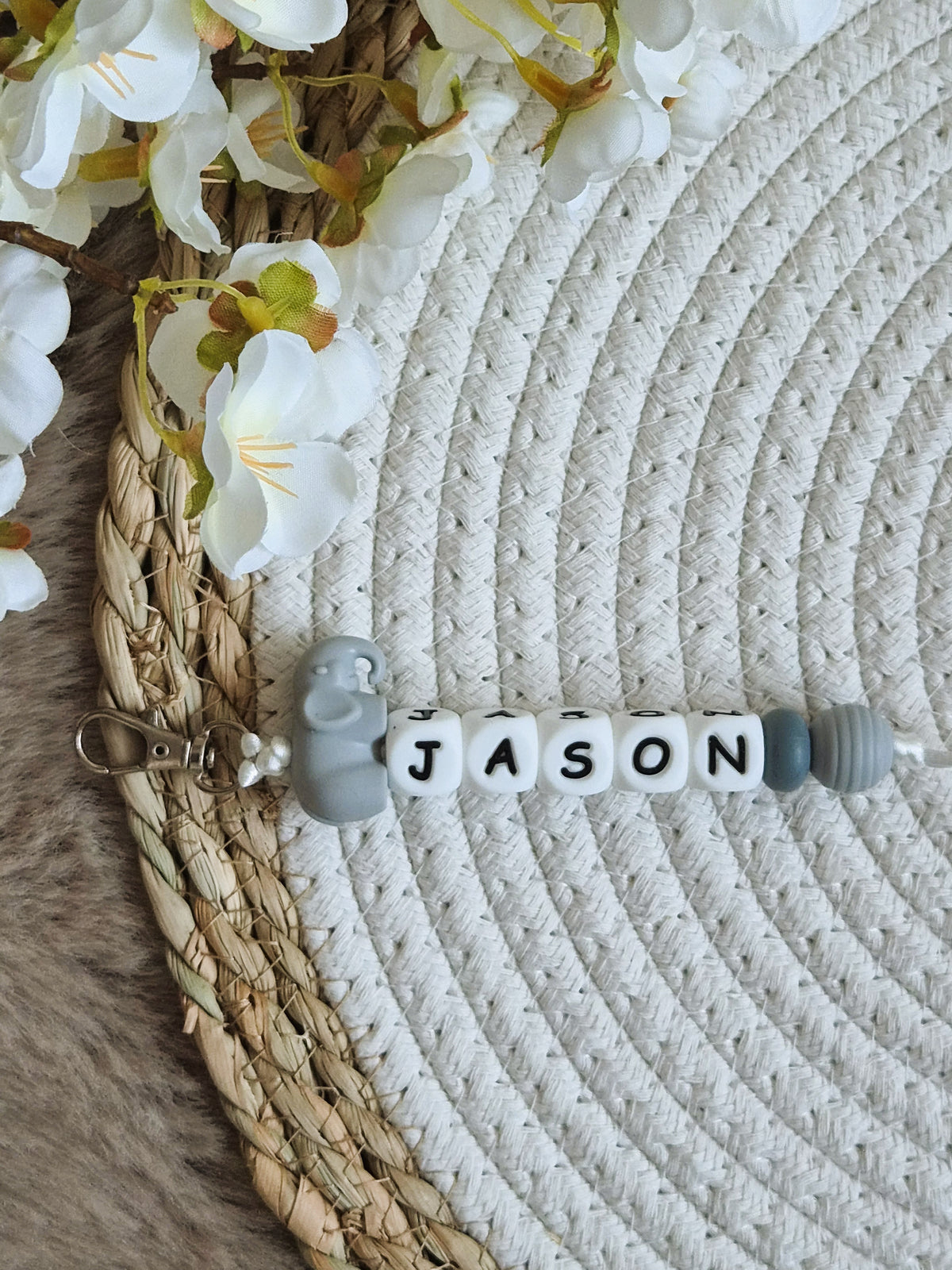 Sleutelhanger Jason met olifantje grijs