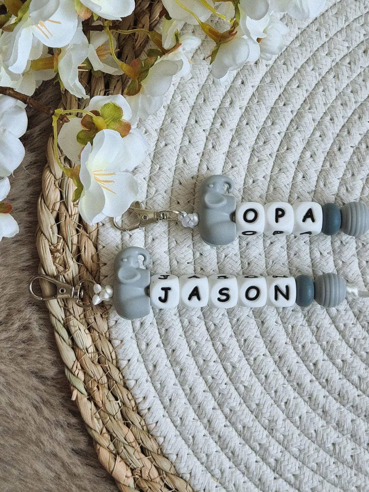 Sleutelhanger Jason met olifantje grijs