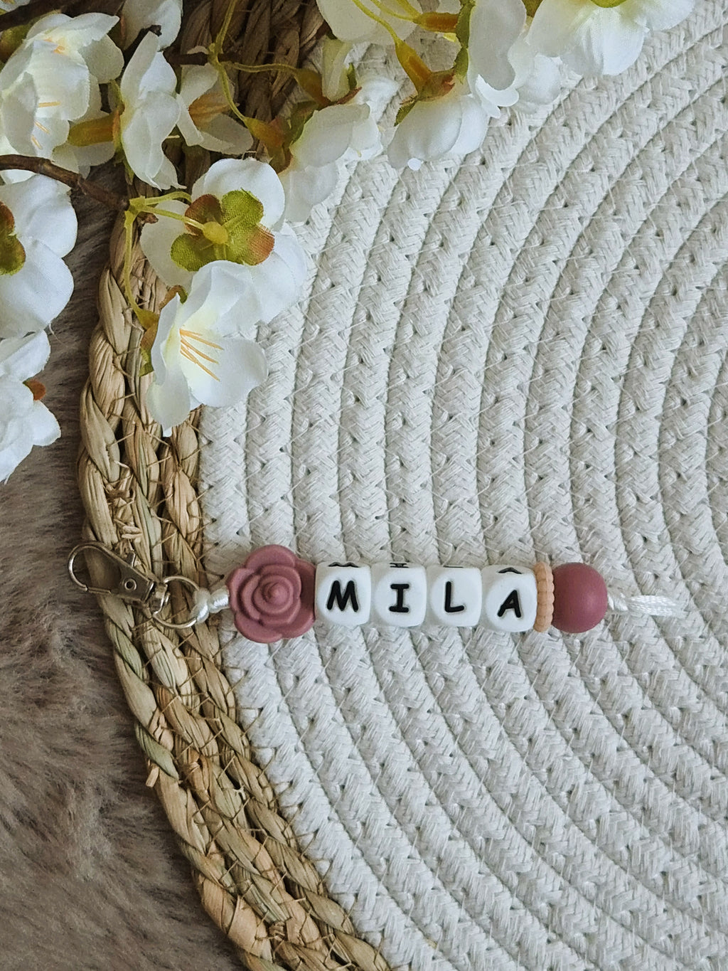 Sleutelhanger Mila roos oud roze