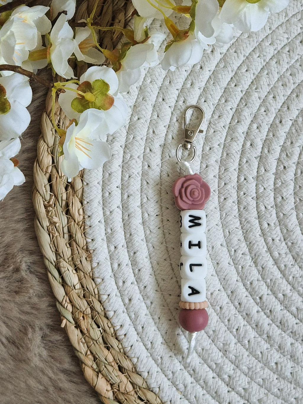 Sleutelhanger Mila roos oud roze