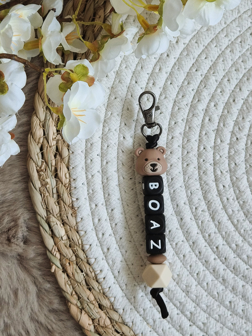 Sleutelhanger Boaz berenhoofdje beige