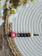 Sleutelhanger Macy met fel roze bloem