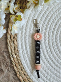 Sleutelhanger fleur met bloem peach
